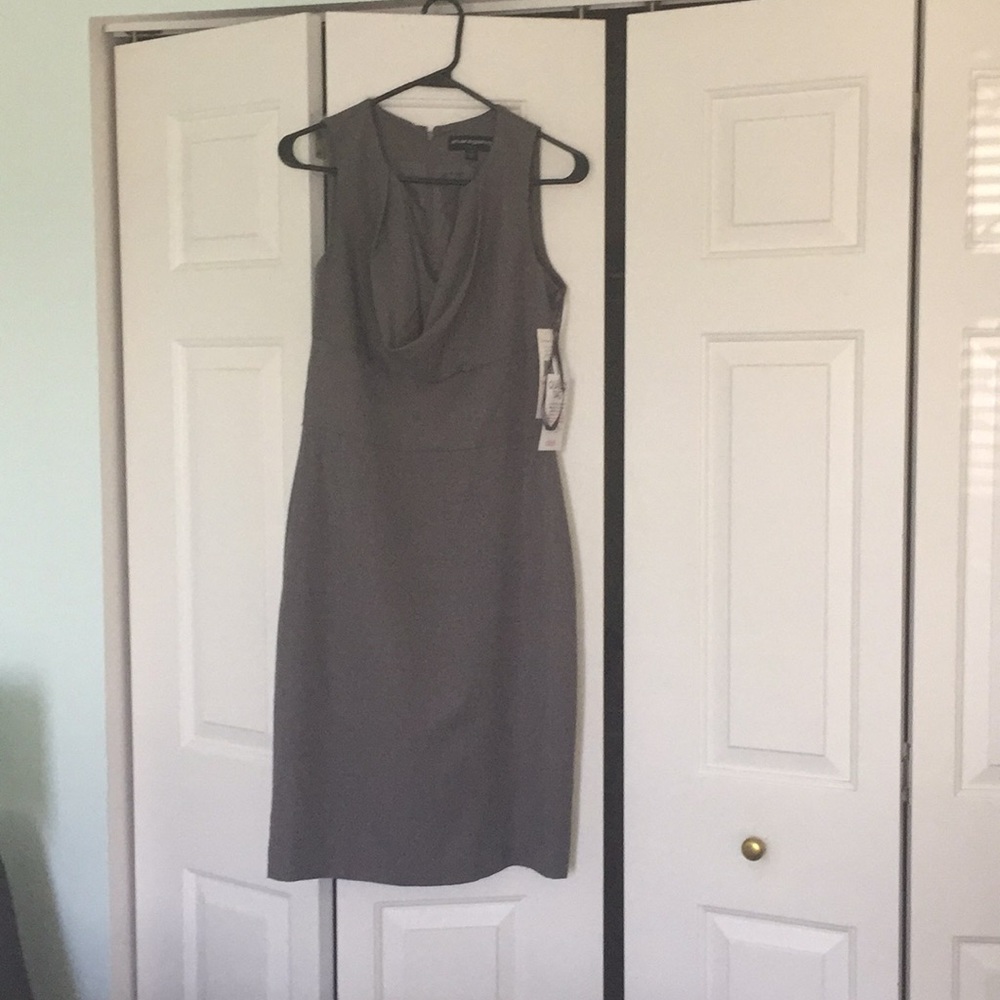 Dark Grey Sharagano Short Sleeve Cowl Neck Dress.